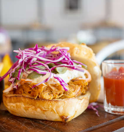 pork slice burgerの写真素材