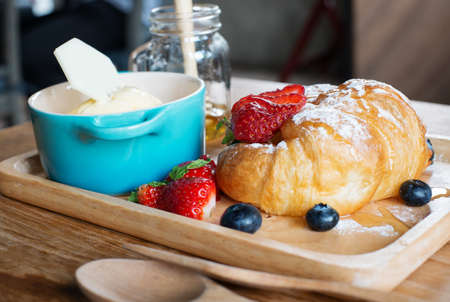 Strawberry Croissant and vanilla ice cream