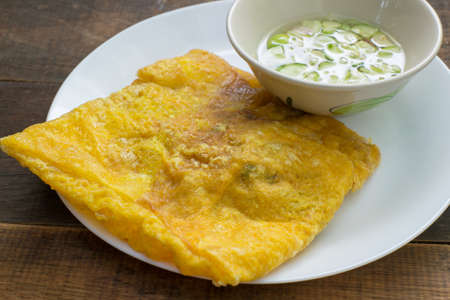 Thai style of crispy crepes dessert "Kanom Buang"の写真素材