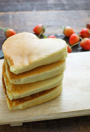 butter pancake and strawberryの写真素材