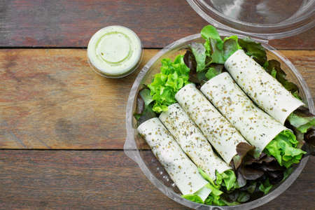 pork salad with cream sauceの写真素材