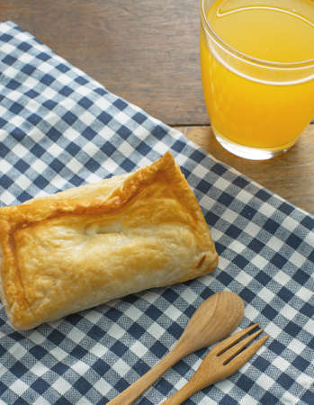 tuna pie and orange juice
