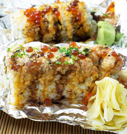 japan sushi with unagi and tempuraの写真素材