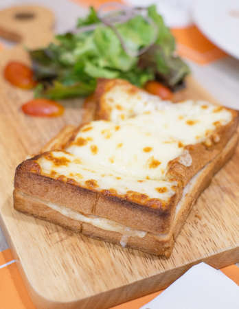 selective focus,tuna bread and cheeseの写真素材