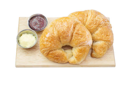 butter croissant with  jamの写真素材