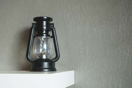 black lamp on white tableの写真素材