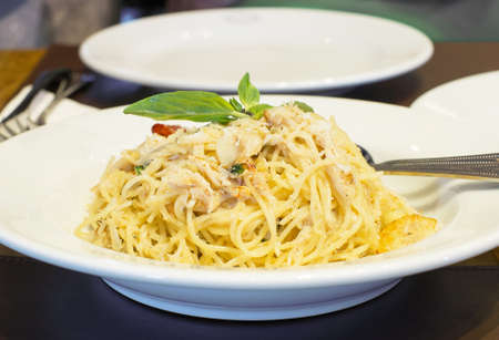 spaghetti crab white sauceの写真素材