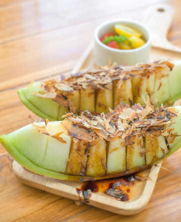 green melon with japanese sauceの写真素材