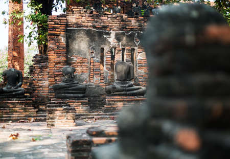 buddha statues in historical parkの写真素材