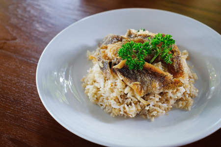 Fried rice with Crispy Gouramy Fish