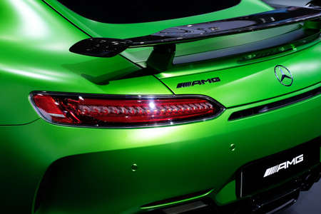 BANGKOK, THAILAND - 28 MARCH,2018: Beautiful back part of a green Mercedes-Benz AMG GT Coupe in Motor show event at Meung Thong Thaniのeditorial素材