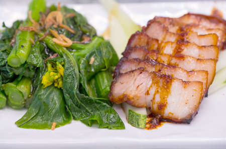 barbecue red roasted porkの写真素材