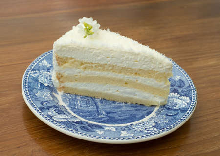 coconut cake on art dishの写真素材