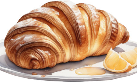 Beautiful croissant on a white background, Watercolorの素材