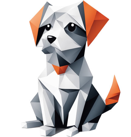 Onigami style a cute animal on white backgroundの素材