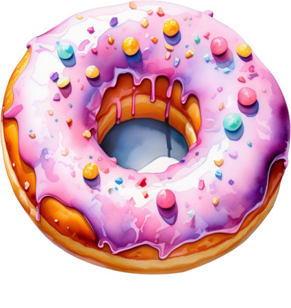 donut decorated with colorful sprinkles isolatedの素材