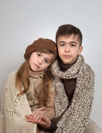 Lutsk. Ukraine. February 1, 2020; Brother and sister. Retro style portrait.のeditorial素材