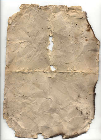 Old grunge wrinkled paper with folds and stainsの写真素材
