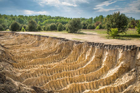 Sand quarry. Texture. Traces of production.の写真素材