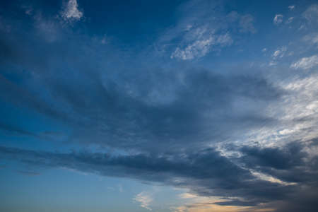Cirrus clouds in the morning (evening) blue sky.の写真素材
