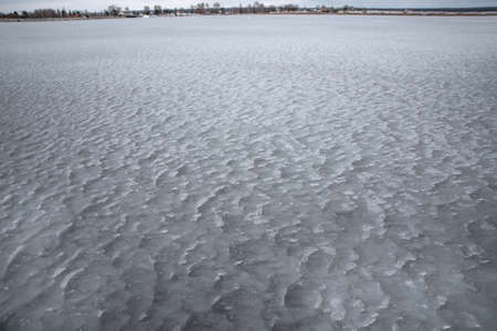 Ice texture on the lakeの写真素材
