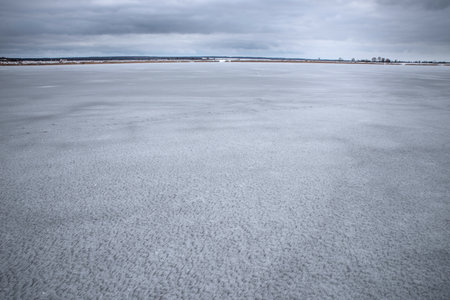 Ice texture on the lakeの写真素材