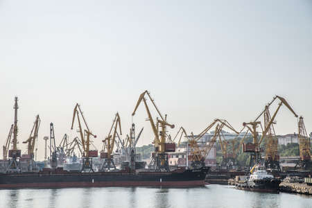 Odessa, Ukraine. September 3, 2017; View of the seaport from harbor cranes.のeditorial素材
