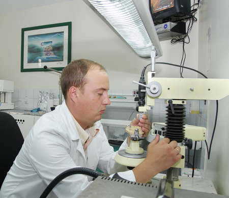 Lutsk. Ukraine. July 16, 2008; Making dentures by a dentistのeditorial素材