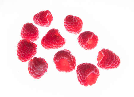 Fresh Ripe raspberry isolated on white background macro