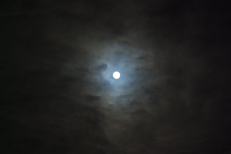 The moon in the night sky.の写真素材
