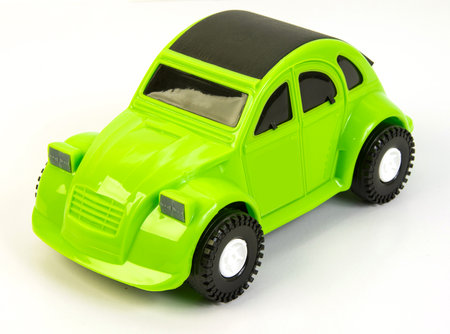 Green car on a white background. Toy vehicles, outdoor games for children.の写真素材