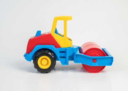 Plastic toy models of construction vehicles. Asphalt roller.の写真素材