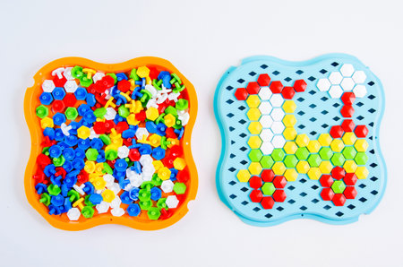 Children's multi-colored plastic educational mosaic for preschool children.の写真素材