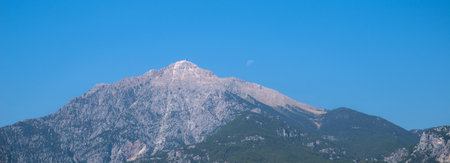 Peak of Mount Tahtali Olympos against the sky in the Republic of Turkey.の写真素材