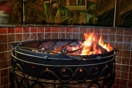 Fireplace for cooking barbecue.の写真素材