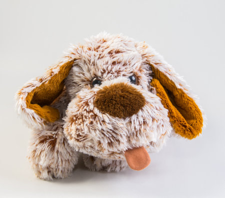 Soft children's toy - a shaggy cute dog with long ears.