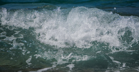 Sea water - texture, blue aqua, waves.の写真素材