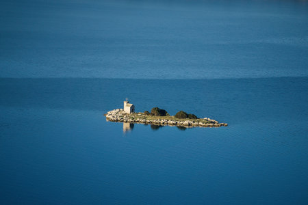 Old small church on a small island near Klek, Dalmatia, Croatia, Europe, Adriatic