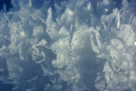 Ice crystals of snow, macro, close-up