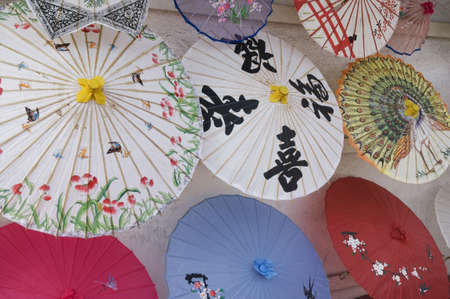colorful paper umbrellasの写真素材