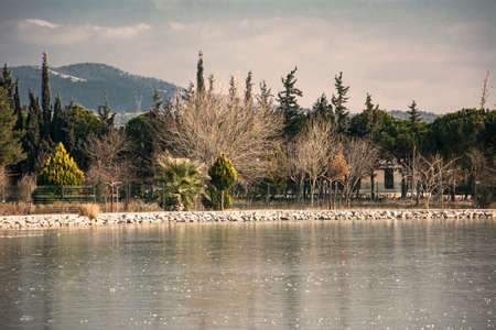 autumn lakeの写真素材