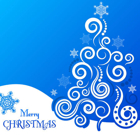 Christmas greeting card on a blue backgroundのイラスト素材