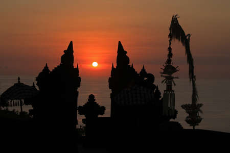 Sunset, view from Uluwatu, Bukit Peninsula, Bali, Indonesiaの写真素材
