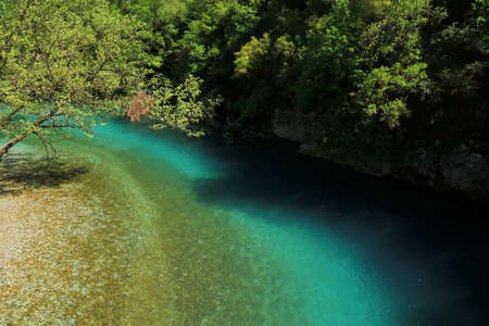 Landscape of Voidomatis River in Zagori area, North Epirus, Greeceの写真素材