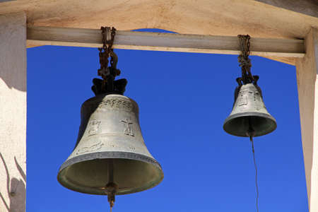 Bells in byzantine church in Agora, Athens, capital city of Greeceの写真素材
