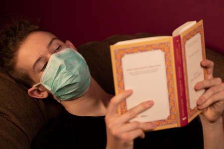 Coronavirus - quarantine at home and readings book