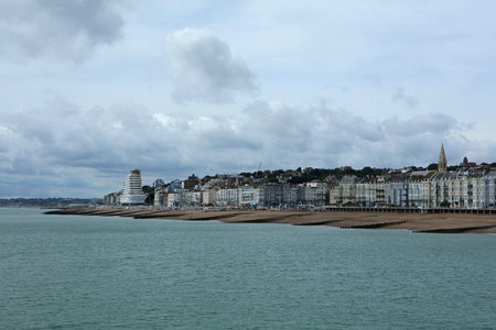 Landscape of Hastings coastline, East Sussex, England, United Kingdom