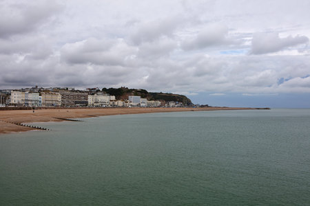 Landscape of Hastings coastline, East Sussex, England, United Kingdomの写真素材