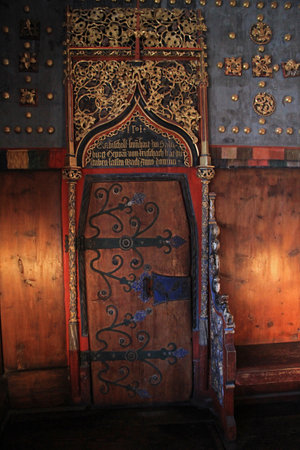 Old door in Old Town in Salzburg, Austriaの写真素材