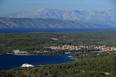 Stari Grad town in the end of Stari Grad Bay, Hvar Island, Croatiaの写真素材